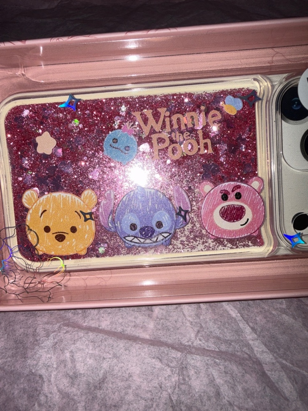 Winnie the Pooh Pink Glitter Liquid iPhone 17 Pro Max Case - Picture 6 of 8